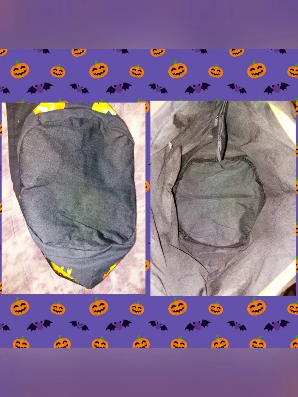 M/L Sz Blk/Multiclr Halloween Reusable Trick or Treat Fabric Bucket w/LED Lights